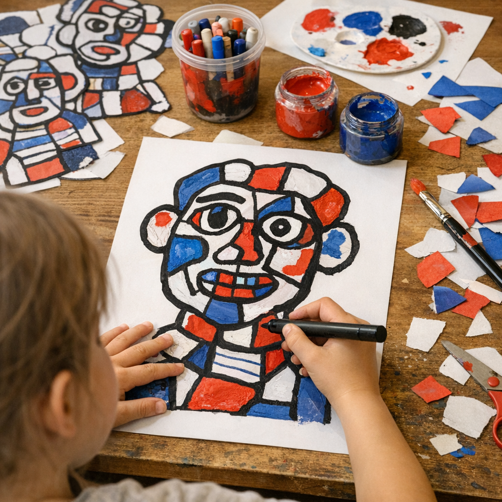 Activité enfant : faire son autoportrait à la manière de Dubuffet