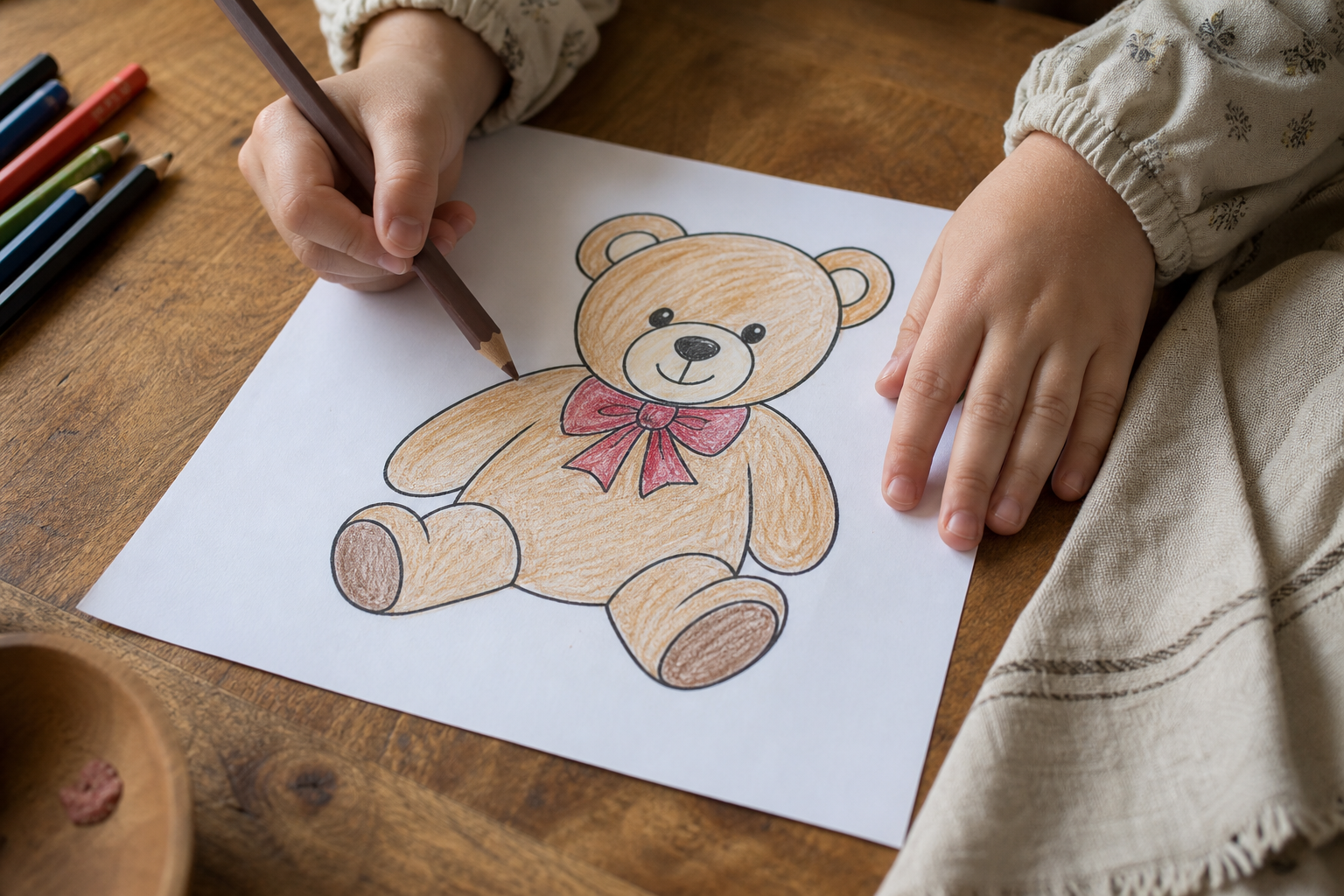 Le coloriage ourson se choisit, s’imprime et devient un souvenir