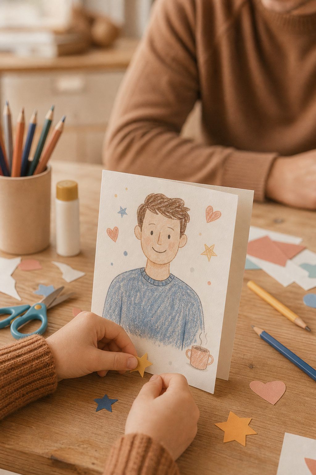 Imprimer un coloriage papa et en faire une carte qui lui ressemble