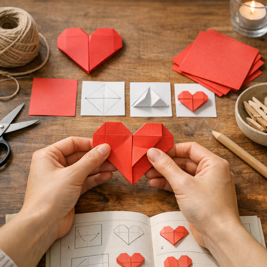 Tuto coeur en origami : la méthode simple si vous partez d’un carré
