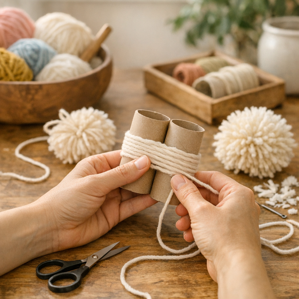 Comment faire un pompon avec un rouleau de papier toilette