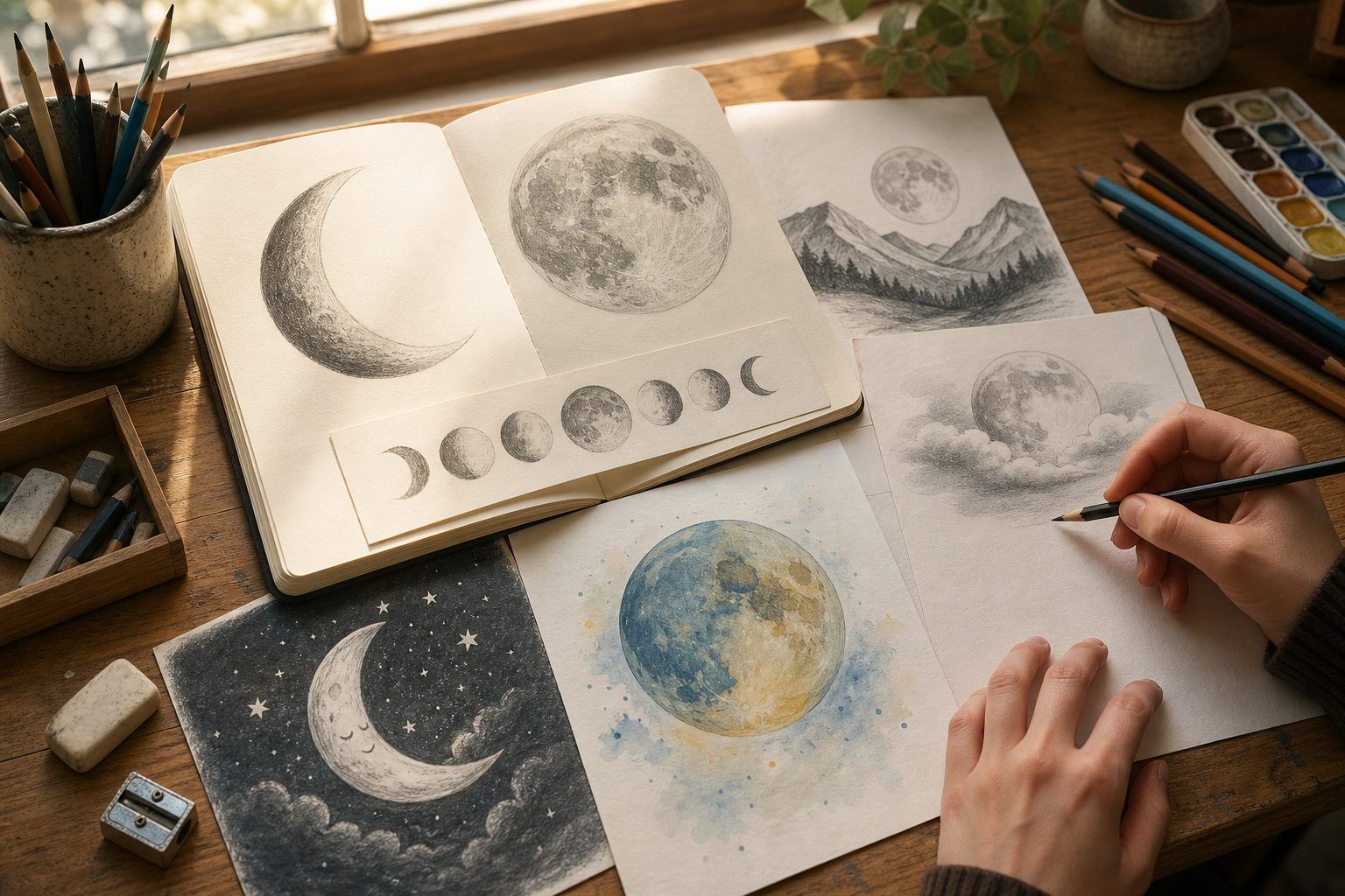 7 idées de dessin de lune faciles à essayer au crayon ou en couleur
