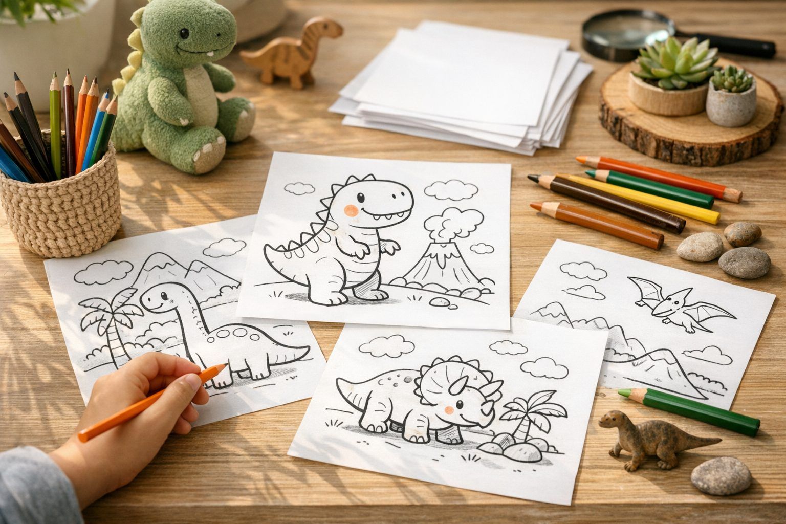 3. Pages et coloriages de dinosaures à imprimer pour s'entraîner sans stress