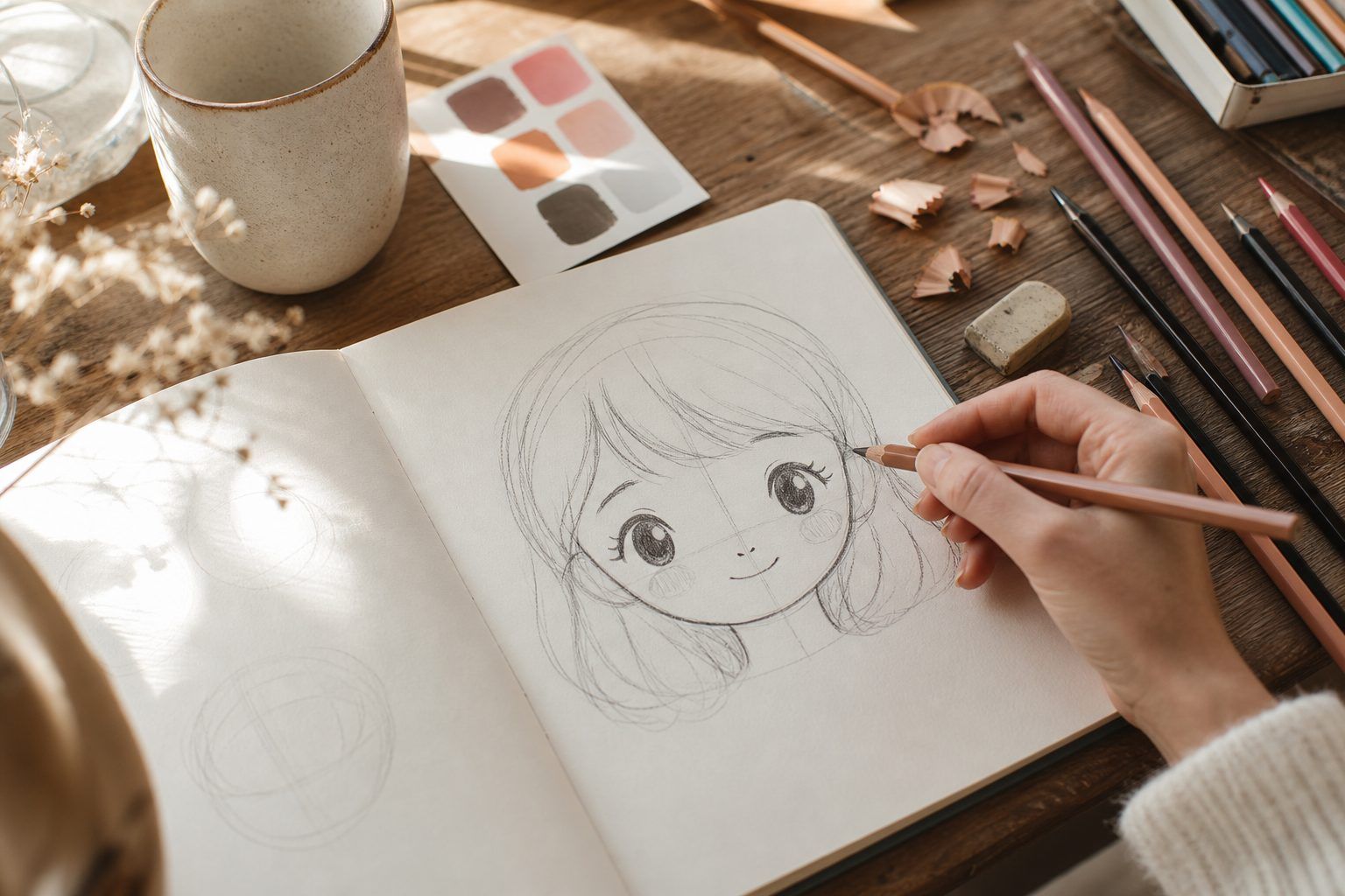 2. Comment dessiner un visage de femme facile tout en gardant un style kawaii&nbsp;&nbsp;?