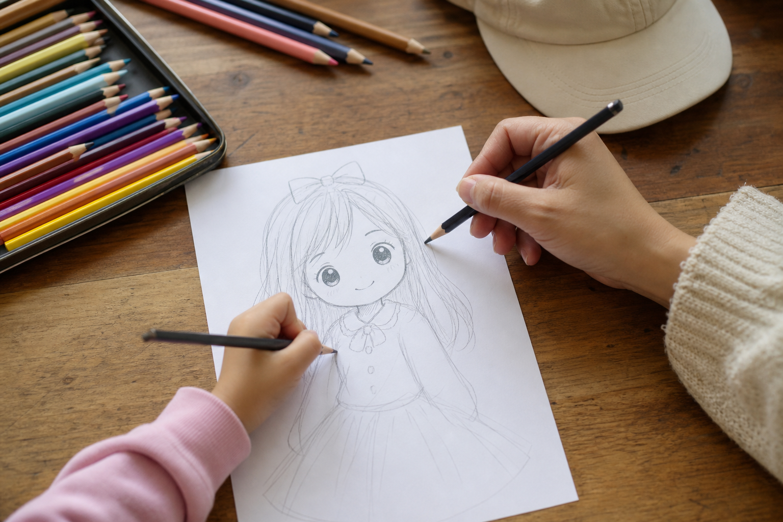 Un dessin kawaii de fille prend vie avec un œil expressif