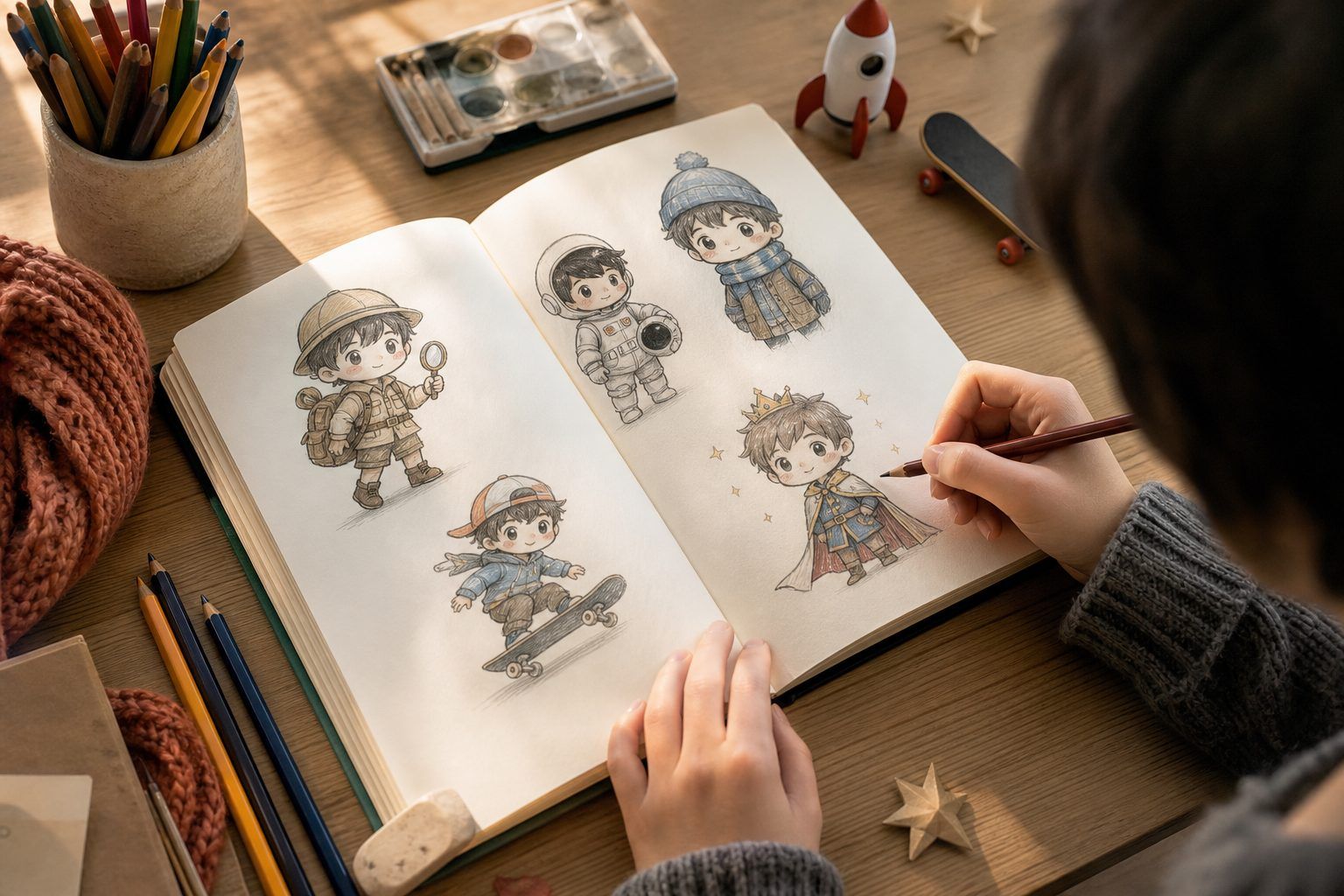 Idées de garçons kawaii à dessiner selon le thème choisi