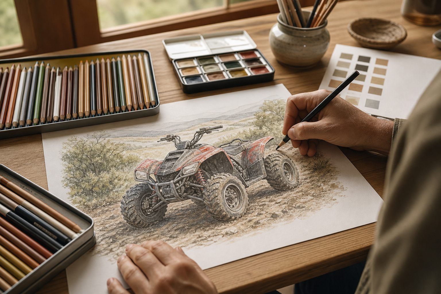 Coloriage quad : choisir les couleurs, les ombres et le décor