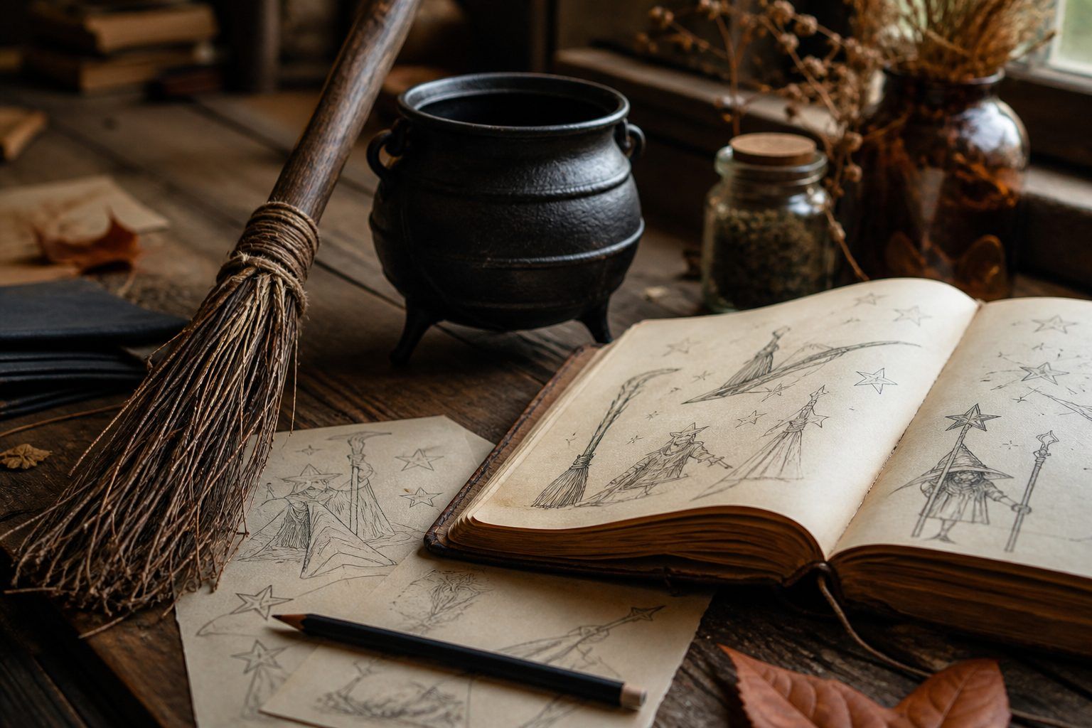 Balai, chaudron et grimoire&nbsp;: les détails qui racontent une histoire
