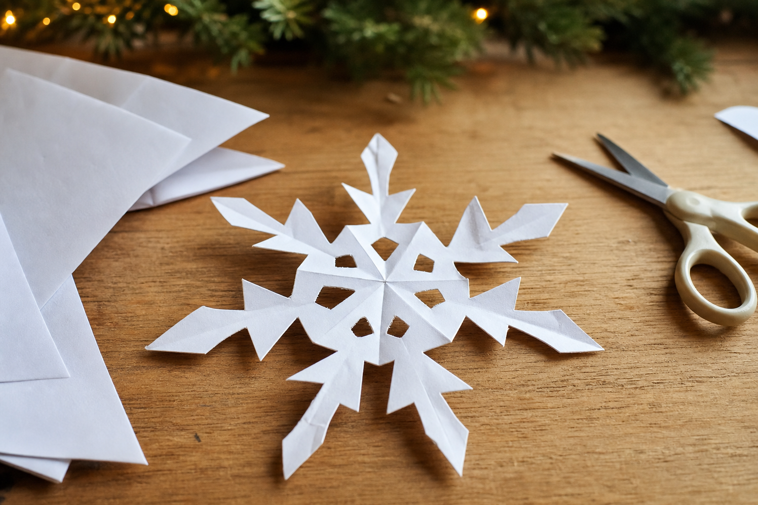 Un flocon origami de Noël qui laisse la place aux petites mains