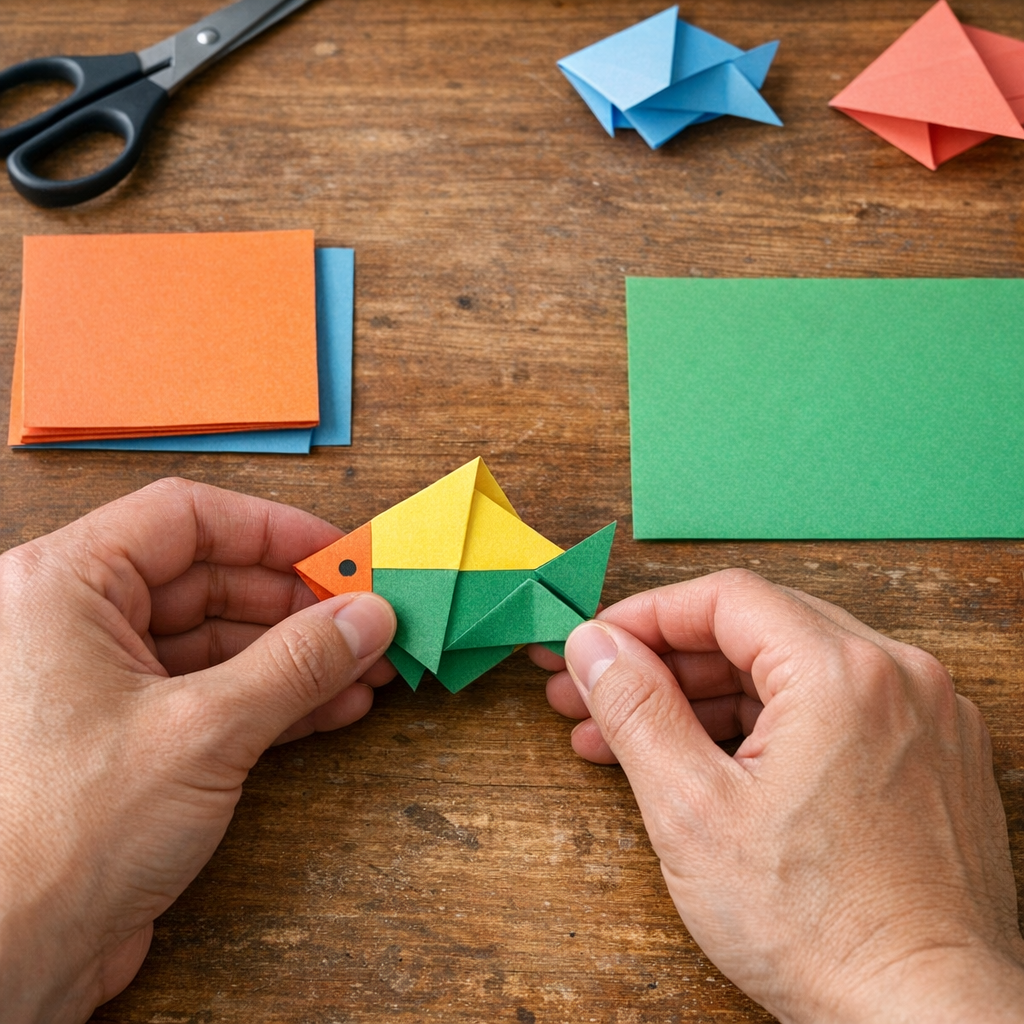 Faire un Poisson en Origami Facile, même sans carré prêt