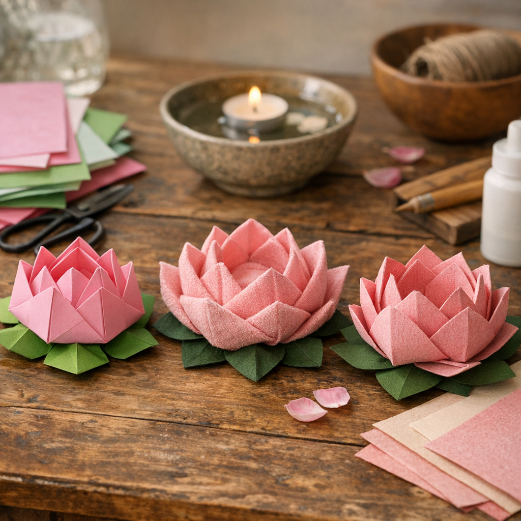 Quel matériau choisir pour un lotus réussi : papier origami, serviette ou papier plus épais
