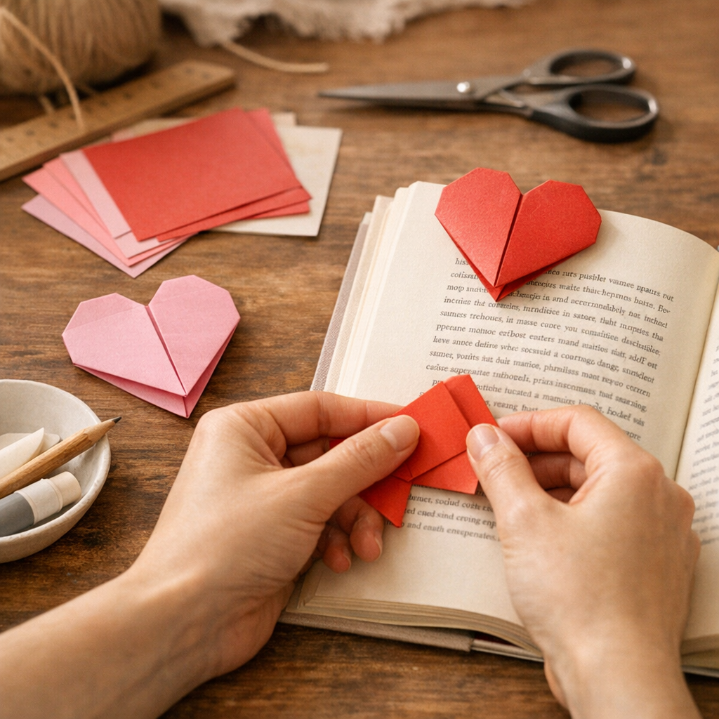Comment faire des marques pages ? La méthode simple appliquée au coeur en origami