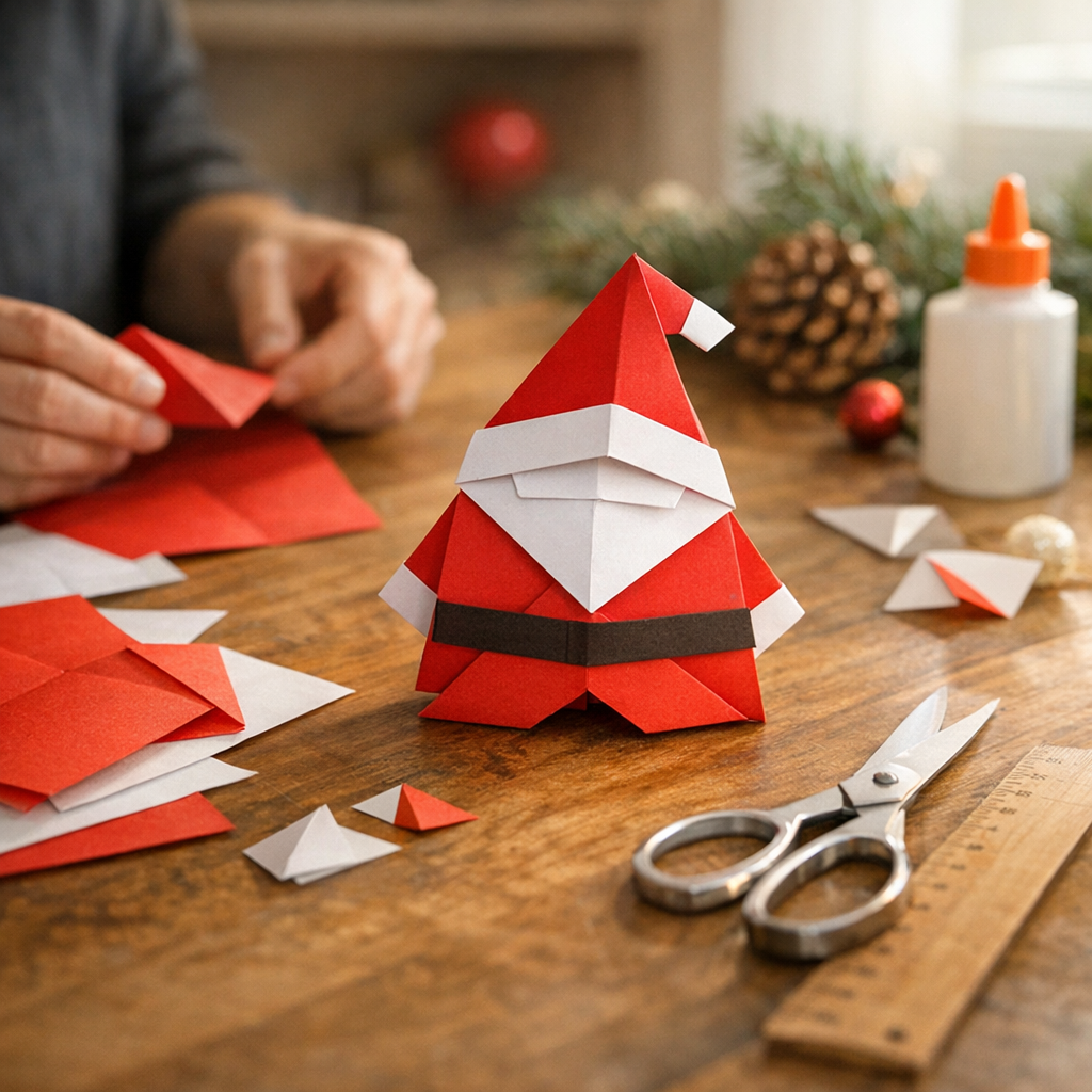 Tuto : comment faire un père Noël en origami simple