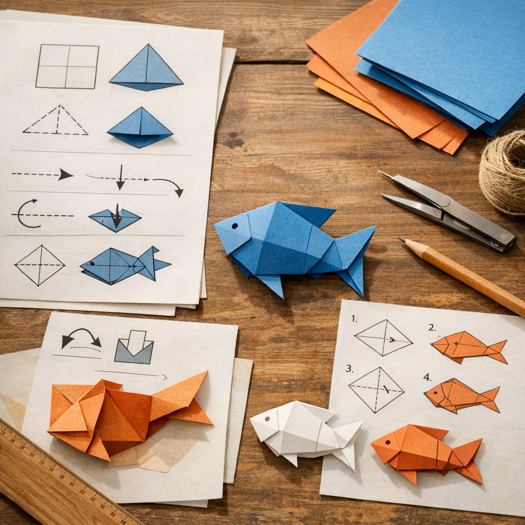 Les bases classiques et les symboles qui rendent un poisson origami reproductible