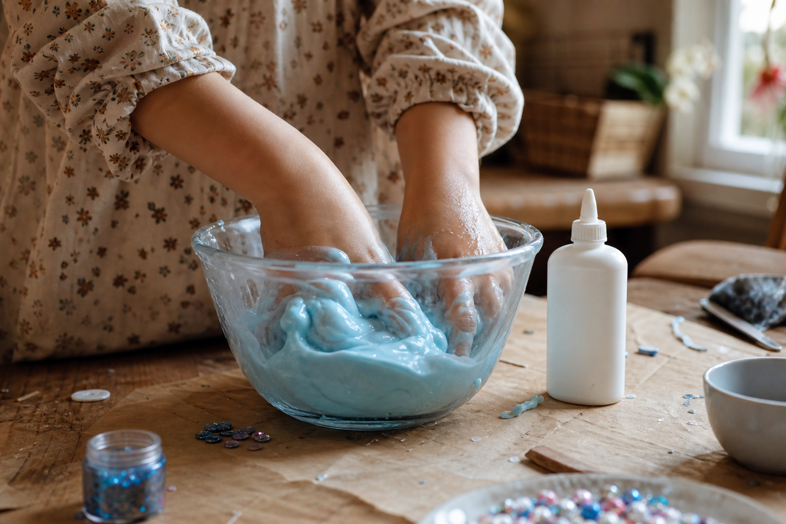 Ce slime tuto maison vous aide à faire une pâte souple